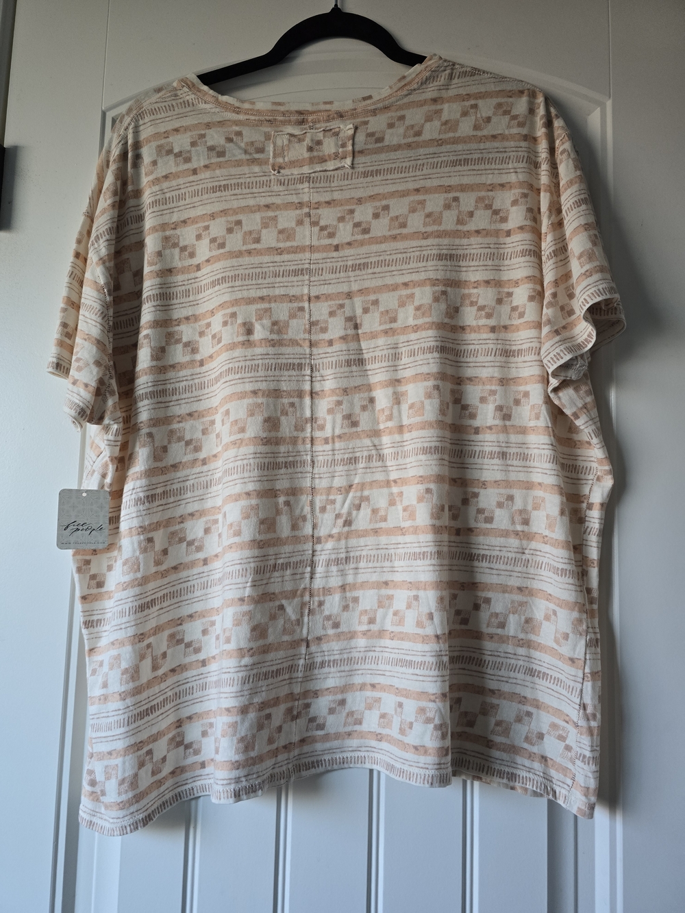Nwt Free People Nina Oversized Tee S Beige Boho Festival Slouchy Tee - Picture 12 of 14
